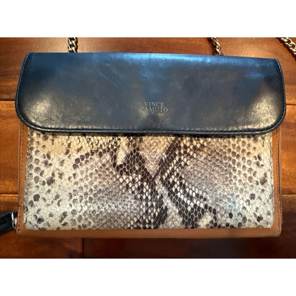 Vince Camuto Women’s Purse Shoulder Hand Bag Chain Strap Leather Faux Alligator - Picture 2 of 16